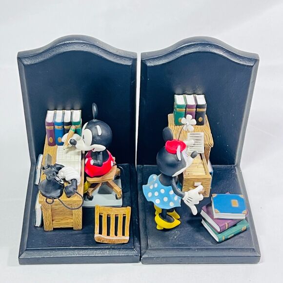Disney Mickey and Minnie Mouse Sitting at Office Desk Bookends Figi Graphics - Picture 2 of 10